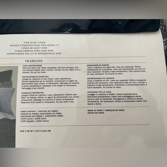 Ralph Lauren Duvet Cover Francois Navy Blue King 100% Cotton Bedding 108x96in - Picture 5 of 7